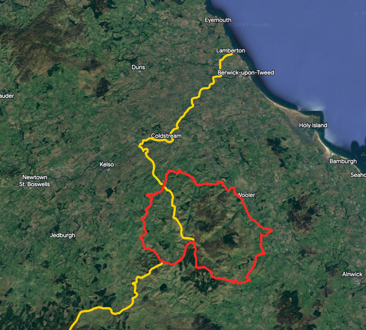Title: Location of the project study area in the northern Cheviot Hills; Year: 2023; Place: Cheviot Hills, Scotland and England; Author: Tudor Skinner; Copyright: Durham University. Image